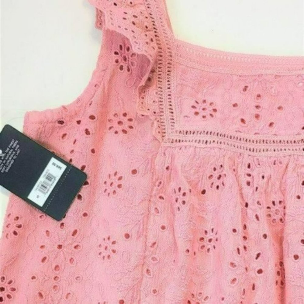 NWT Lucky Brand Embroidered Ruffle Button Down Tank Top - Picture 7 of 10
